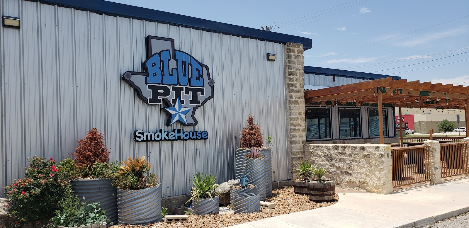 Blue Pit Smokehouse barbecue spread